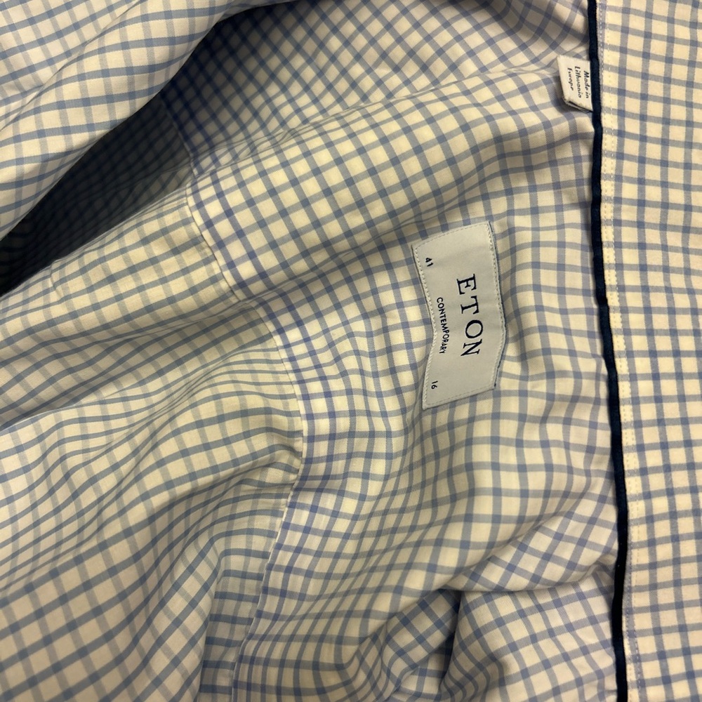 Eton Blue Dress Shirt Lightweight Cotton